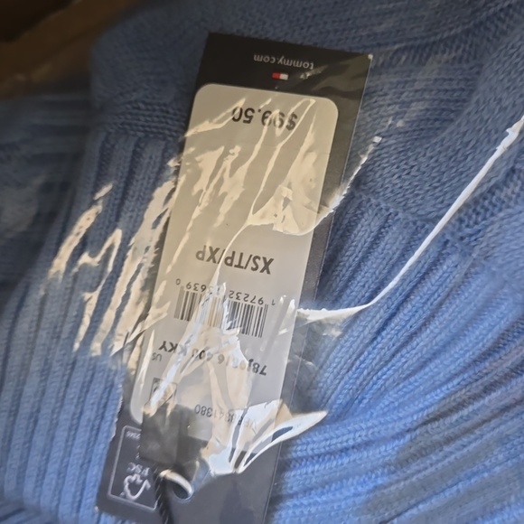 TOMMY HILFIGERCABLE KNIT QUARTER-ZIP SWEATER XS BLUE - Picture 3 of 3